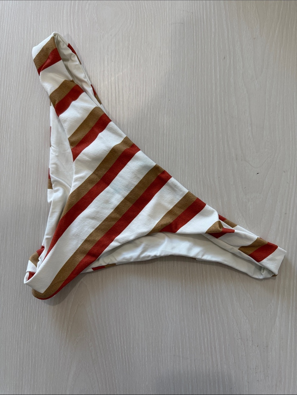 Boys + Arrows Striped Bikini Bottom in White, Rust & Olive